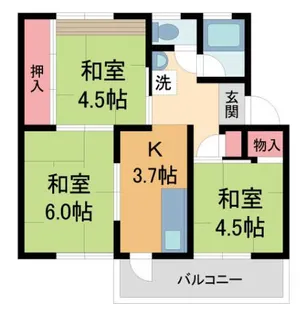 逆瀬川団地6号棟【5階】の間取り