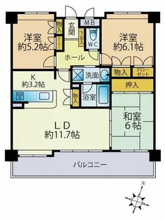 アーバンパレスアルカディア城南【2F号室】の間取り