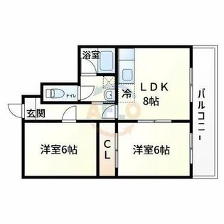 スカイハイム大喜【503号室】の間取り