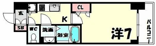 エスリード神戸三宮ラグジェ【9階】の間取り