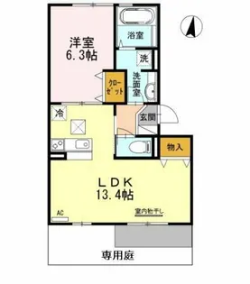 ノーベル岩屋【102号室】の間取り