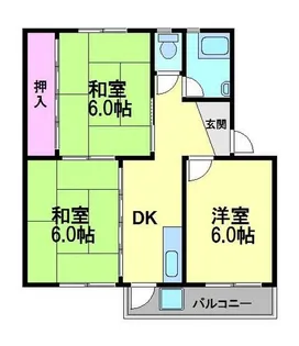 川西松ケ丘団地2号棟【4階】の間取り