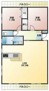 ルネス小松【2階】の間取り