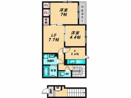 コートドールⅡ【2階】の間取り