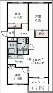 兵庫県公社 芦屋浜高層(若葉)2号棟【4階】の間取り
