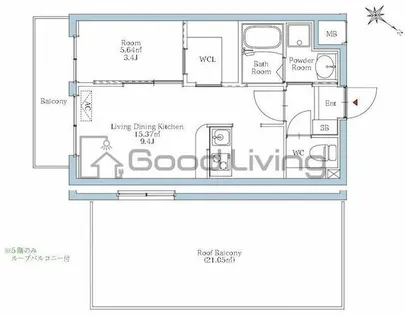 リアンプレミアムレジデンス平和【5階】の間取り