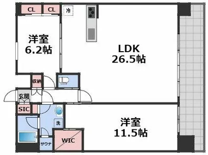 プレジオ北浜【2階】の間取り