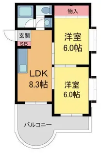 2LDKの間取り画像