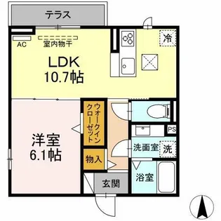 1LDKの間取り画像
