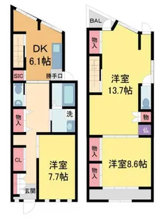 兵庫県西宮市新甲陽町【一戸建】の間取り
