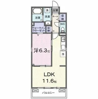ポムドパン北花田【3階】の間取り