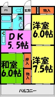 エステートピア桃林丘【103号室】の間取り