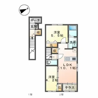 サンテラス【2階】の間取り