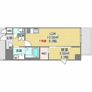 エセリアル喜連瓜破【3階】の間取り