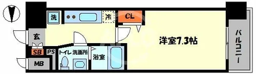 エグゼ難波WESTリバー【13階】の間取り