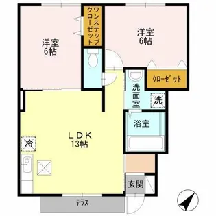 カーミー・呉竹 B棟【103号室】の間取り