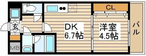 ONE ROOF FLAT FUKUSHIMA【8階】の間取り
