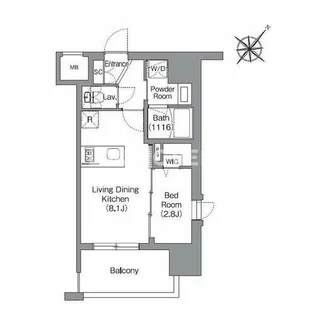 シーズンフラッツ渡辺通【2階】の間取り