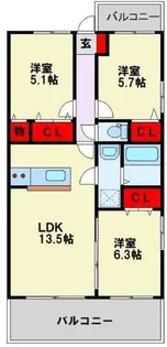 プレシード陣原【3階】の間取り