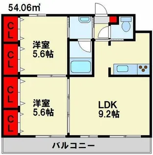 2LDKの間取り画像