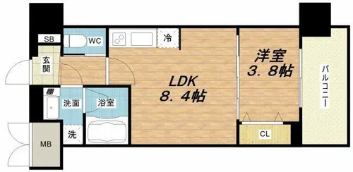 スプランディッド難波SOUTH【6階】の間取り