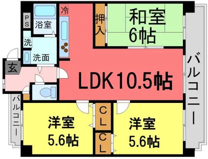 デュオ苦楽園【1-101号室】の間取り