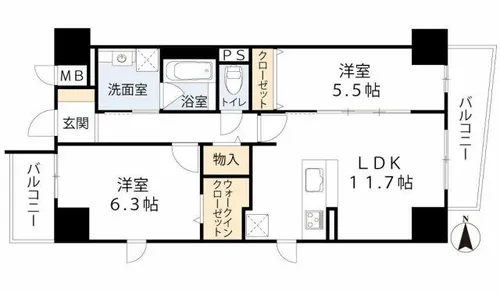 アトレ梅北【3階】の間取り