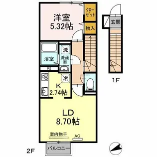 ジェントル篠崎【2階】の間取り