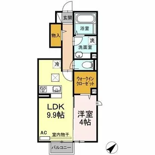 トレス日明弐番館【1階】の間取り