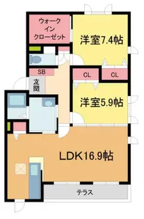 ノエ シャテル岩園B【B201号室】の間取り