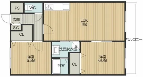 オープ松原【3階】の間取り