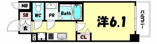 エステムコート神戸グランスタイル【3階】の間取り