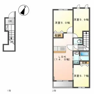 プラージュ北汐見【2階】の間取り
