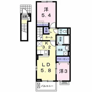 大阪府和泉市箕形町5丁目【アパート】の間取り