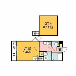 メゾンクレール福工大前【2階】の間取り