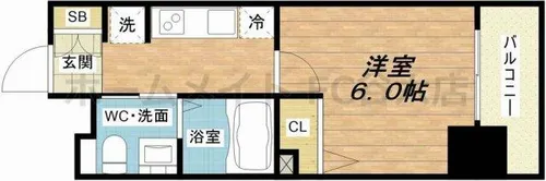 エステムプラザ大手前エヴァース【3階】の間取り