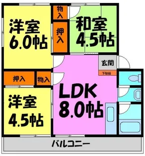 絹延コーポ【401号室】の間取り