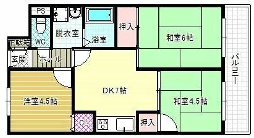 川辺マンション【3階】の間取り