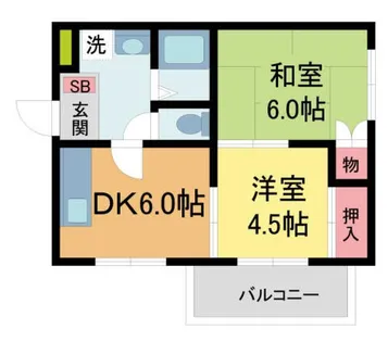 2LDKの間取り画像