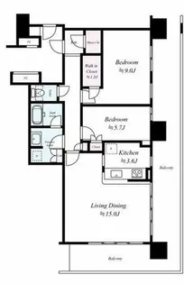 ヴィークタワー南堀江【15号室】の間取り