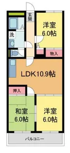 グロリオーサ甲東【302号室】の間取り