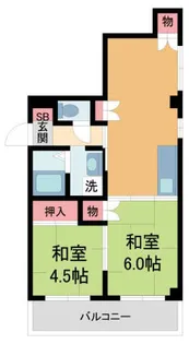 2LDKの間取り画像