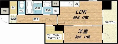 サンクレイドル大手前【5階】の間取り