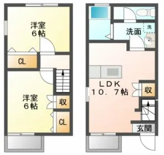 愛知県額田郡幸田町大字菱池字行連【テラスハウス】の間取り