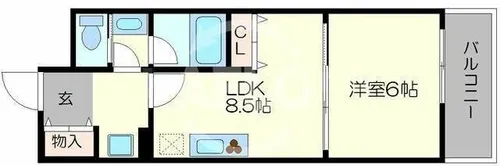 CITY SPIRE桜川Ⅰ【6階】の間取り