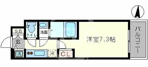 エグゼ難波南Ⅴ【7階】の間取り