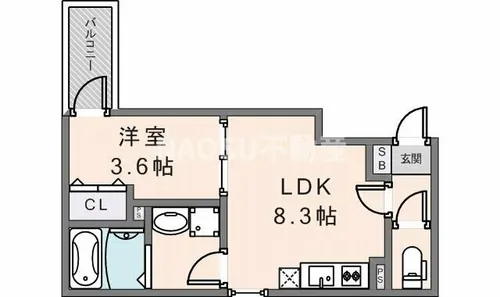 D porta casa grande【202号室】の間取り