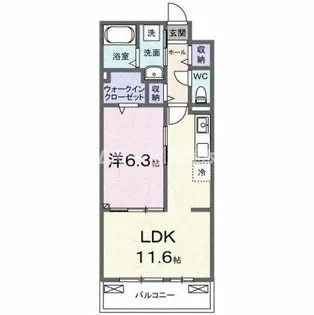 ポムドパン北花田【2階】の間取り