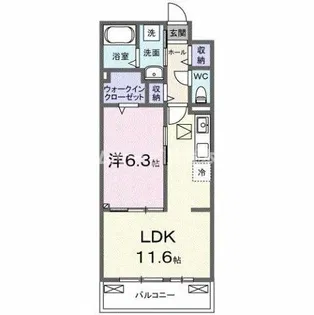 ポムドパン北花田【1階】の間取り
