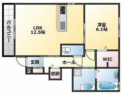 セジュール上之島B棟【101号室】の間取り